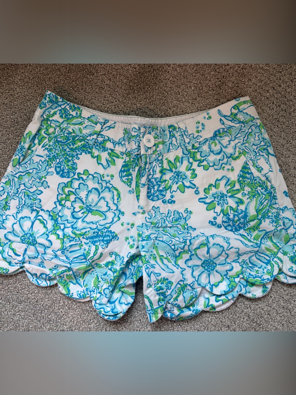 Lilly Pulitzer Buttercup Shorts with Blue & Green Floral Print